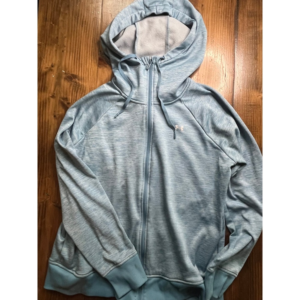 Under Armour ColdGear Womens Large Full Zip Hoodie Light Blue‎ Space Dye Heather